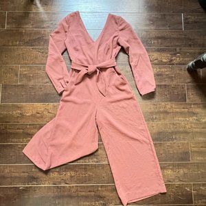WILFRED Cutout Jumpsuit, Encoulment Long Sleeved Dusty Rose size 2